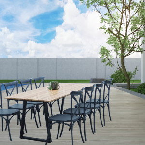Nara 220cmx83cm Faux Wood All Aluminium Dining Table - Image 9