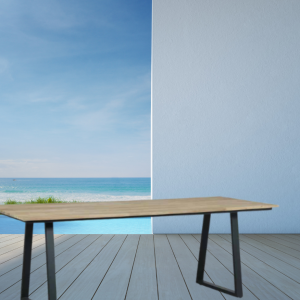 Nara 220cmx83cm Faux Wood All Aluminium Dining Table - Image 8