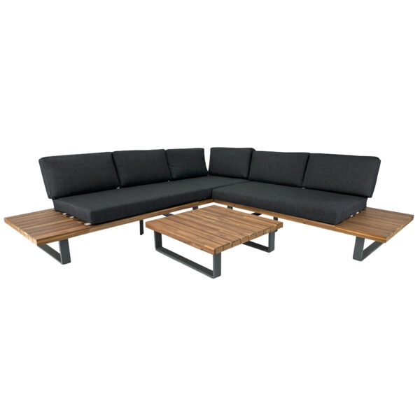 Boston 3pce Timber & Aluminium Corner Sofa Setting