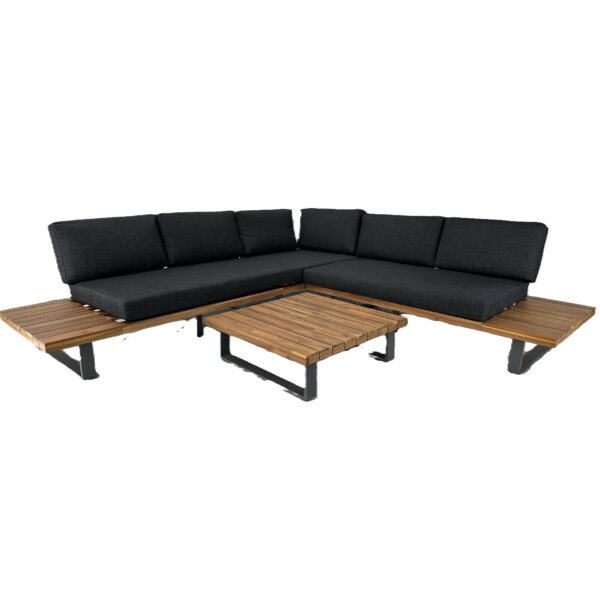 Boston 3pce Timber & Aluminium Corner Sofa Setting - Image 3