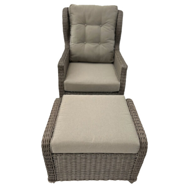 Brix Reclining High Back Wicker 2pce Relax Set - Mixed Grey - Image 8