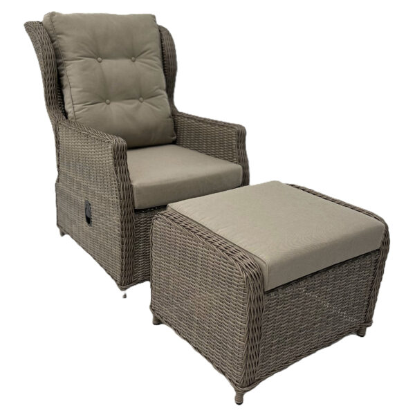Brix Reclining High Back Wicker 2pce Relax Set - Mixed Grey