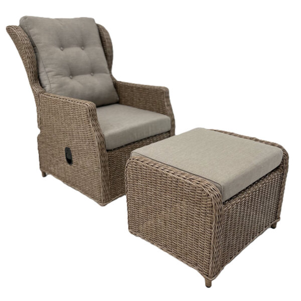 Brix Reclining High Back Wicker 2pce Relax Set - Natural Rattan