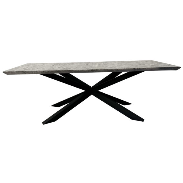 Carrara 220cmx90cm Faux Grey Marble Stone Dining Table - Image 4