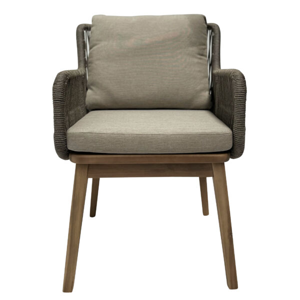 Enola Aluminium, Timber and Rope Dining Chair - Image 3