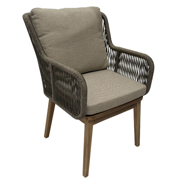 Enola Aluminium, Timber and Rope Dining Chair