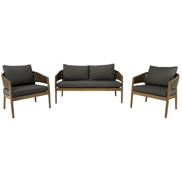 Loivre 3pce Timber Sofa Lounge Setting - Image 4