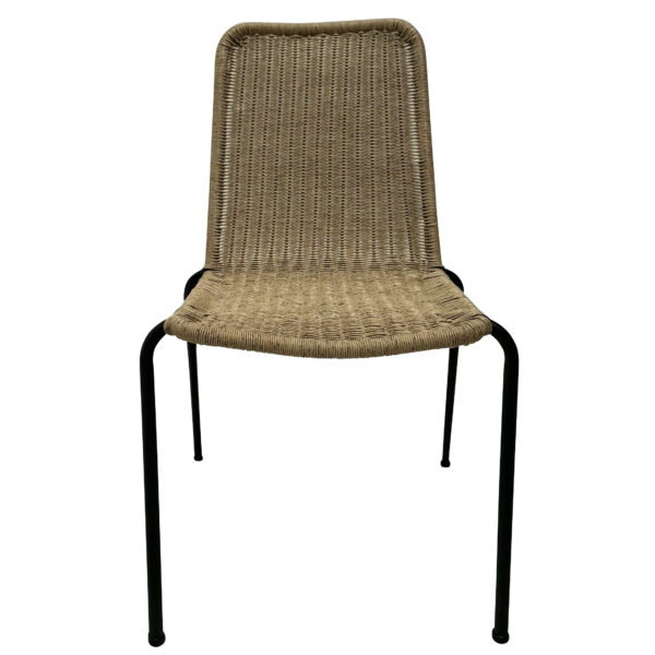 Maui Stackable Wicker & Steel Armless Dining Chair - Image 4