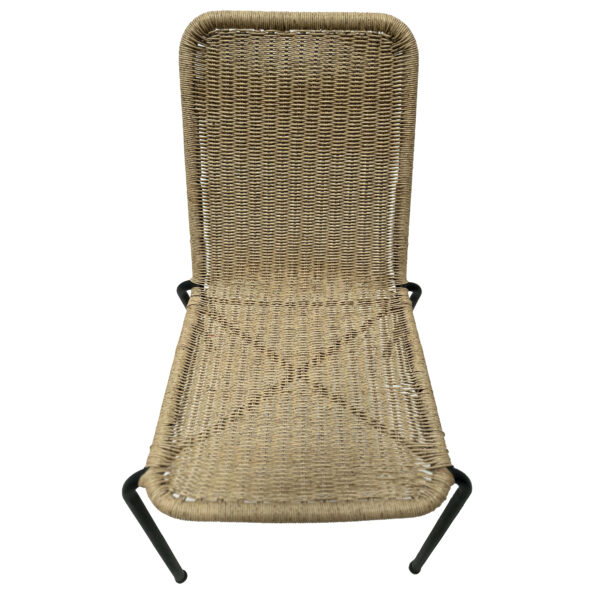 Maui Stackable Wicker & Steel Armless Dining Chair - Image 2