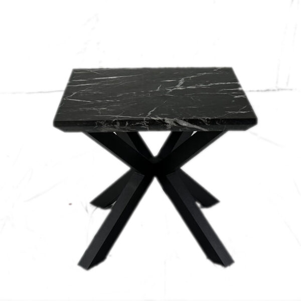Nero 60cm Square Faux Black Marble Stone Drinks Table