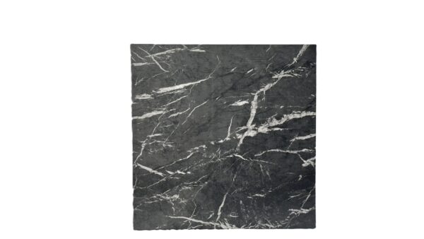 Nero 60cm Square Faux Black Marble Stone Drinks Table - Image 3