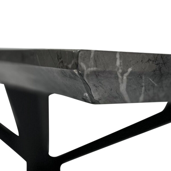 Nero 220cmx90cm Faux Black Marble Stone Dining Table - Image 4