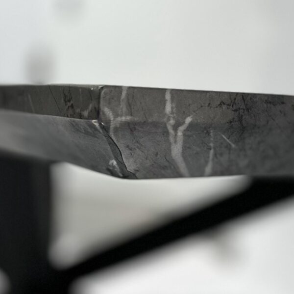 Nero 60cm Square Faux Black Marble Stone Drinks Table - Image 2