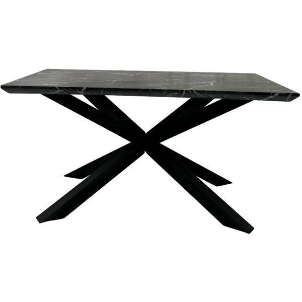 Nero 150cmx90cm Faux Black Marble Stone Dining Table - Image 6