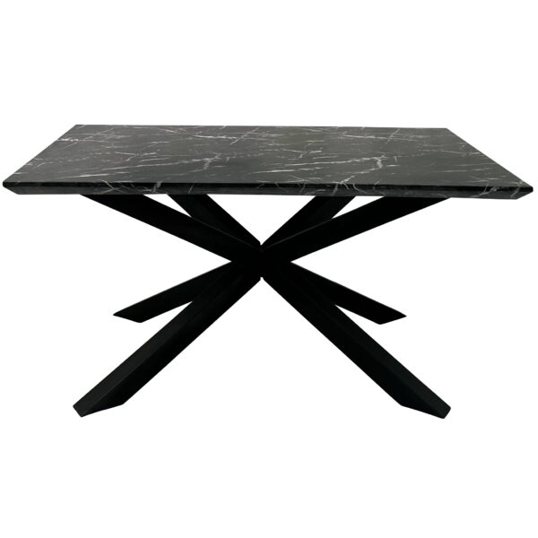 Nero 150cmx90cm Faux Black Marble Stone Dining Table - Image 7