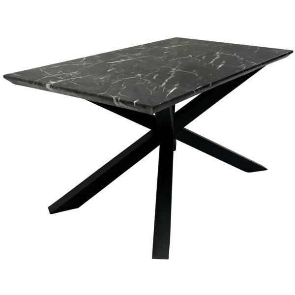 Nero 150cmx90cm Faux Black Marble Stone Dining Table