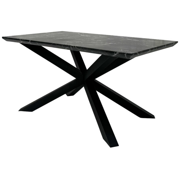 Nero 150cmx90cm Faux Black Marble Stone Dining Table - Image 4