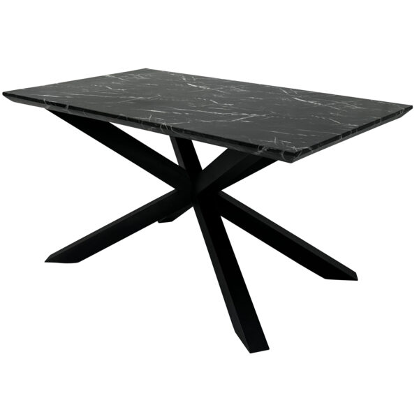 Nero 150cmx90cm Faux Black Marble Stone Dining Table - Image 3
