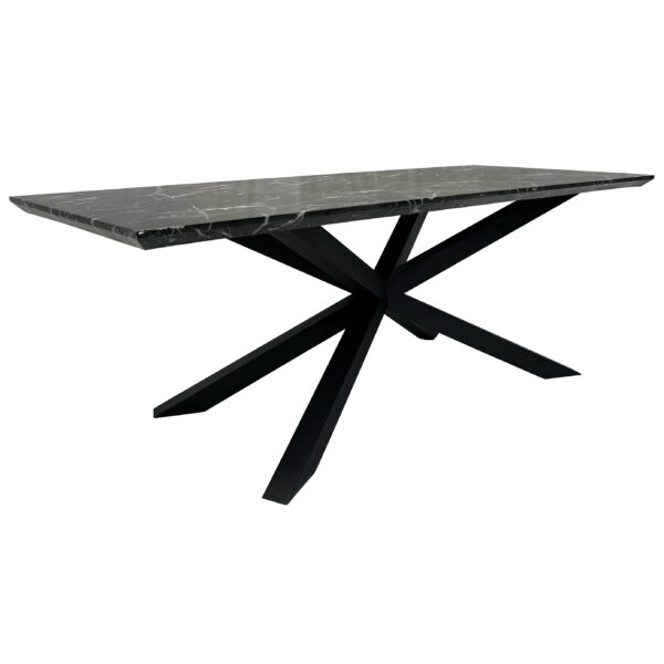 Nero 220cmx90cm Faux Black Marble Stone Dining Table