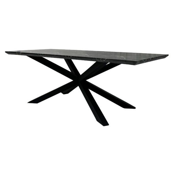 Nero 220cmx90cm Faux Black Marble Stone Dining Table - Image 2