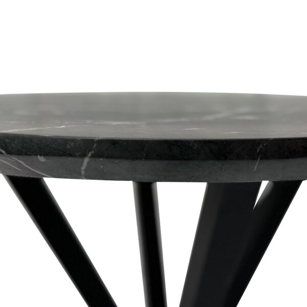 Nero 90cm Faux Black Marble Stone Round Bar Table - Image 3