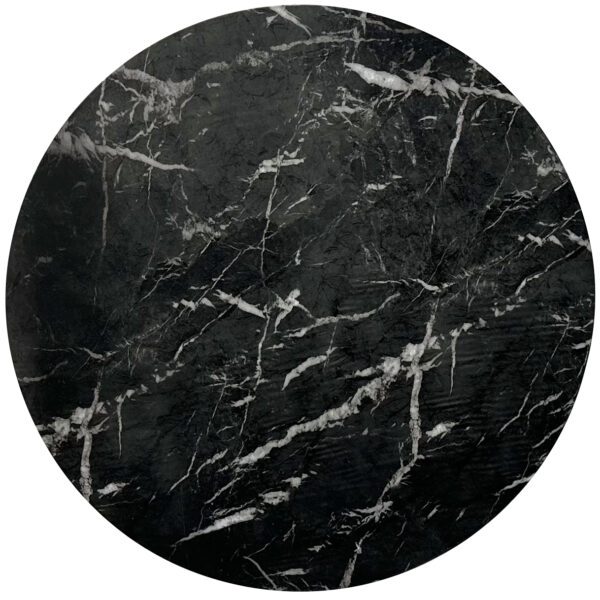 Nero 90cm Faux Black Marble Stone Round Bar Table - Image 4