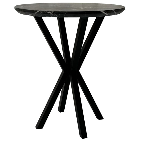 Nero 90cm Faux Black Marble Stone Round Bar Table