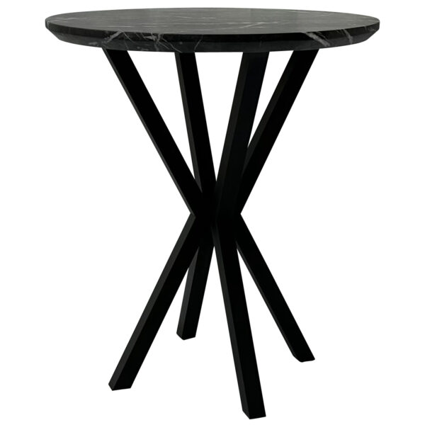 Nero 90cm Faux Black Marble Stone Round Bar Table - Image 2