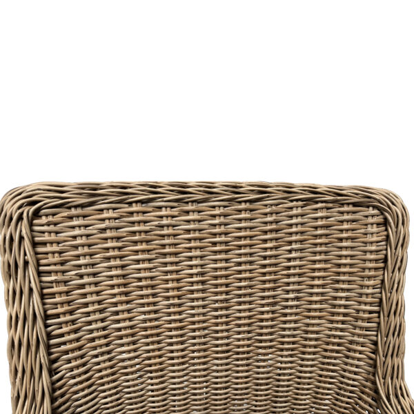 Ponte High Back Wicker & Aluminium Armed Dining Chair with Timber Legs - Weathered Natural Wicker - Image 4