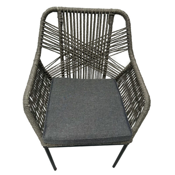 Seattle High Backed Rope & Steel Dining Chair - Mid Grey - Image 4