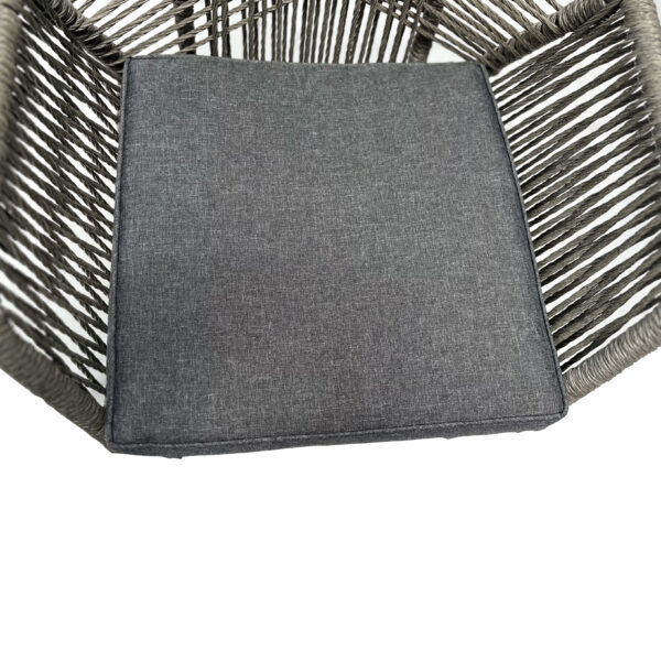 Seattle High Backed Rope & Steel Dining Chair - Mid Grey - Image 2
