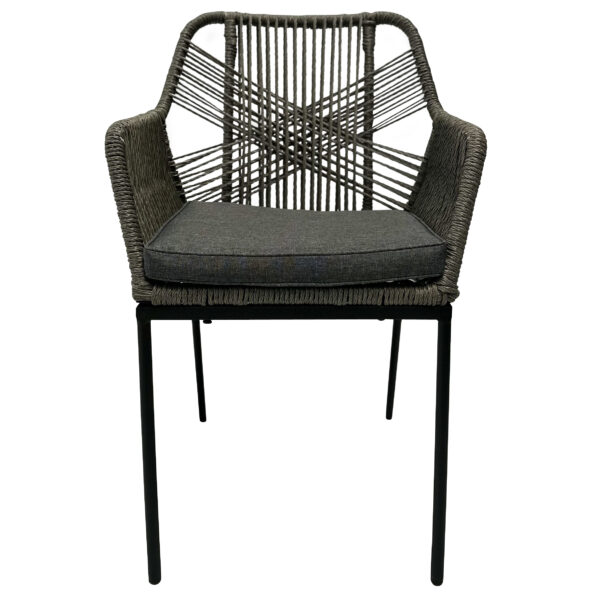 Seattle High Backed Rope & Steel Dining Chair - Mid Grey - Image 3