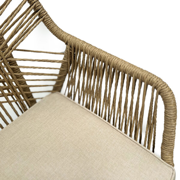Seattle High Backed Rope & Steel Dining Chair - Beige/Latte - Image 3