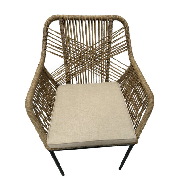 Seattle High Backed Rope & Steel Dining Chair - Beige/Latte - Image 2