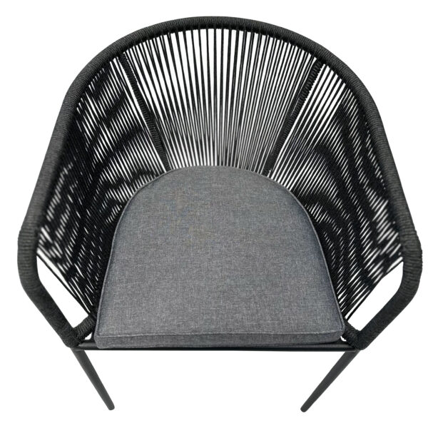 Tonga Mid Backed Rope & Steel Dining Chair - Dark Charcoal - Image 4