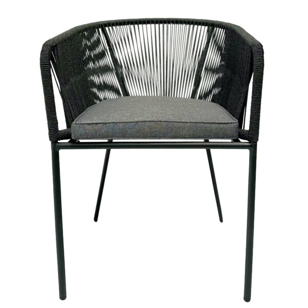 Tonga Mid Backed Rope & Steel Dining Chair - Dark Charcoal - Image 2