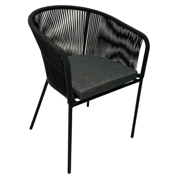 Tonga Mid Backed Rope & Steel Dining Chair - Dark Charcoal