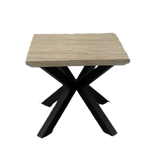 Travertino 60cm Square Faux Travertine Stone Drinks Table - Image 2