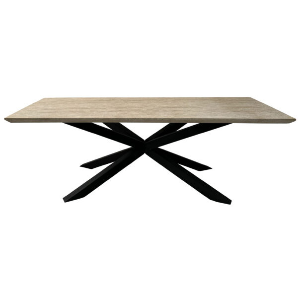 Travertino 220cmx90cm Faux Travertine Stone Dining Table - Image 4